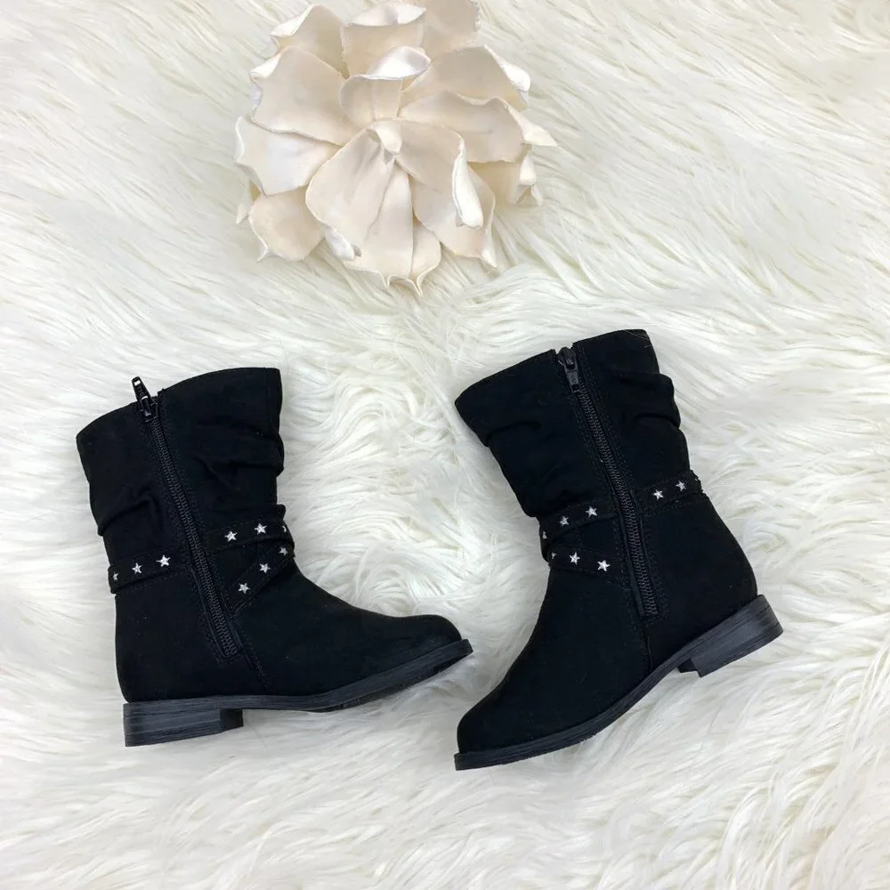 Faux Suede Girl's Riding Boots With Star Accents New With Tags